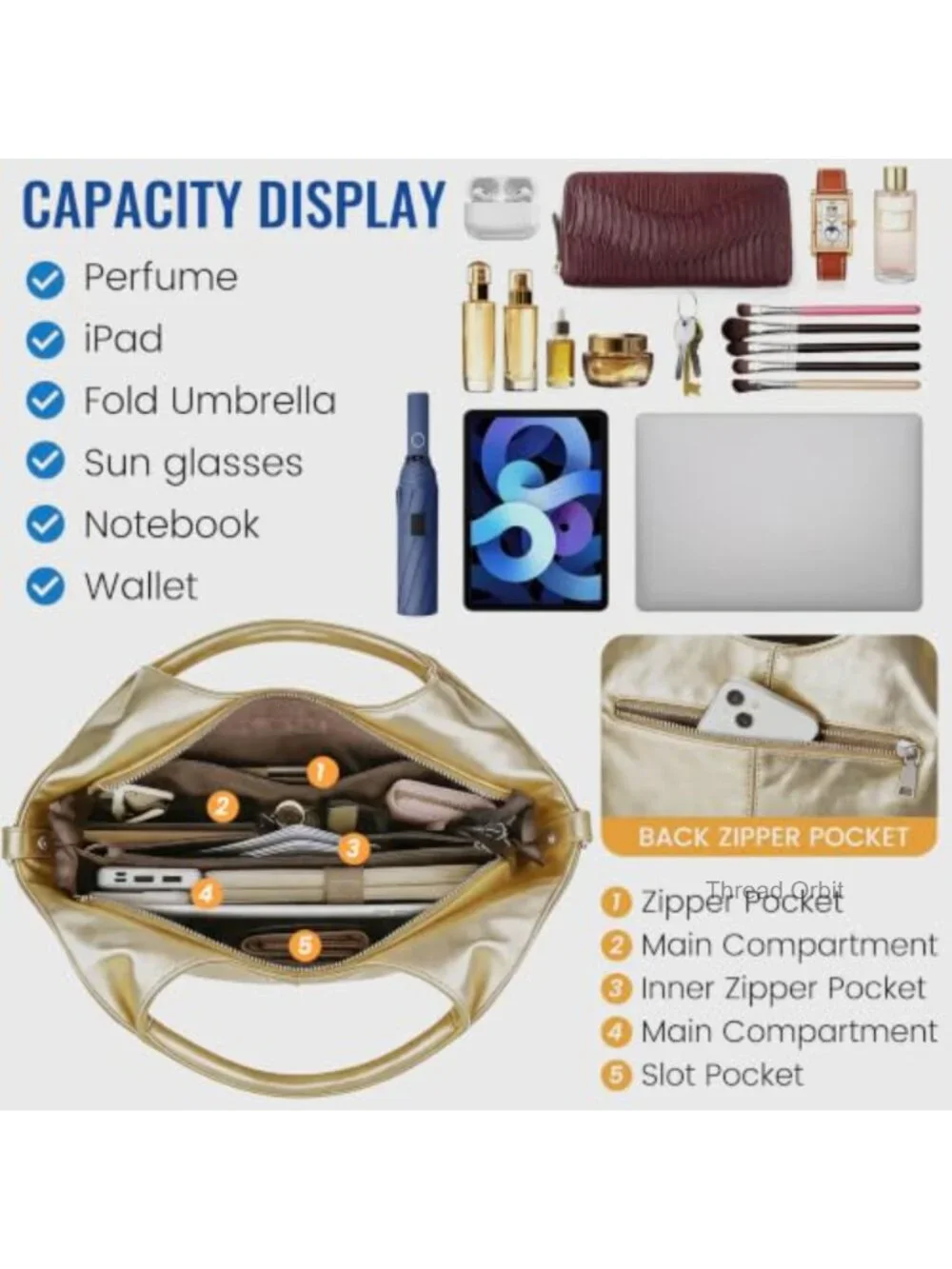 Medium Vegan Leather Tote Hobo Bag with Detachable Satchel Strap